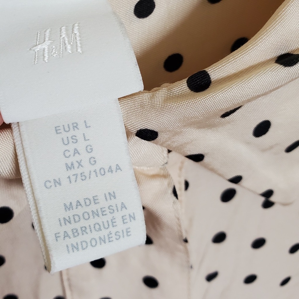 H&M Polka Dot Long Sleeve Viscose Shirt Dress - Picture 6 of 6